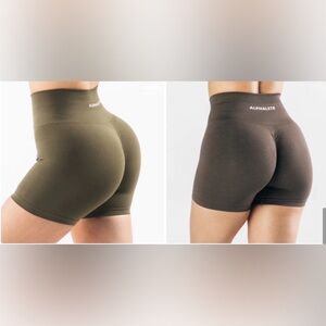 Alphalete Amplify Shorts – 2 Pack (Mocha & Oak) | Size Small